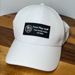 Fairways & Putts, men’s flex fit golf hat. Fore Play Golf Every Stroke Counts